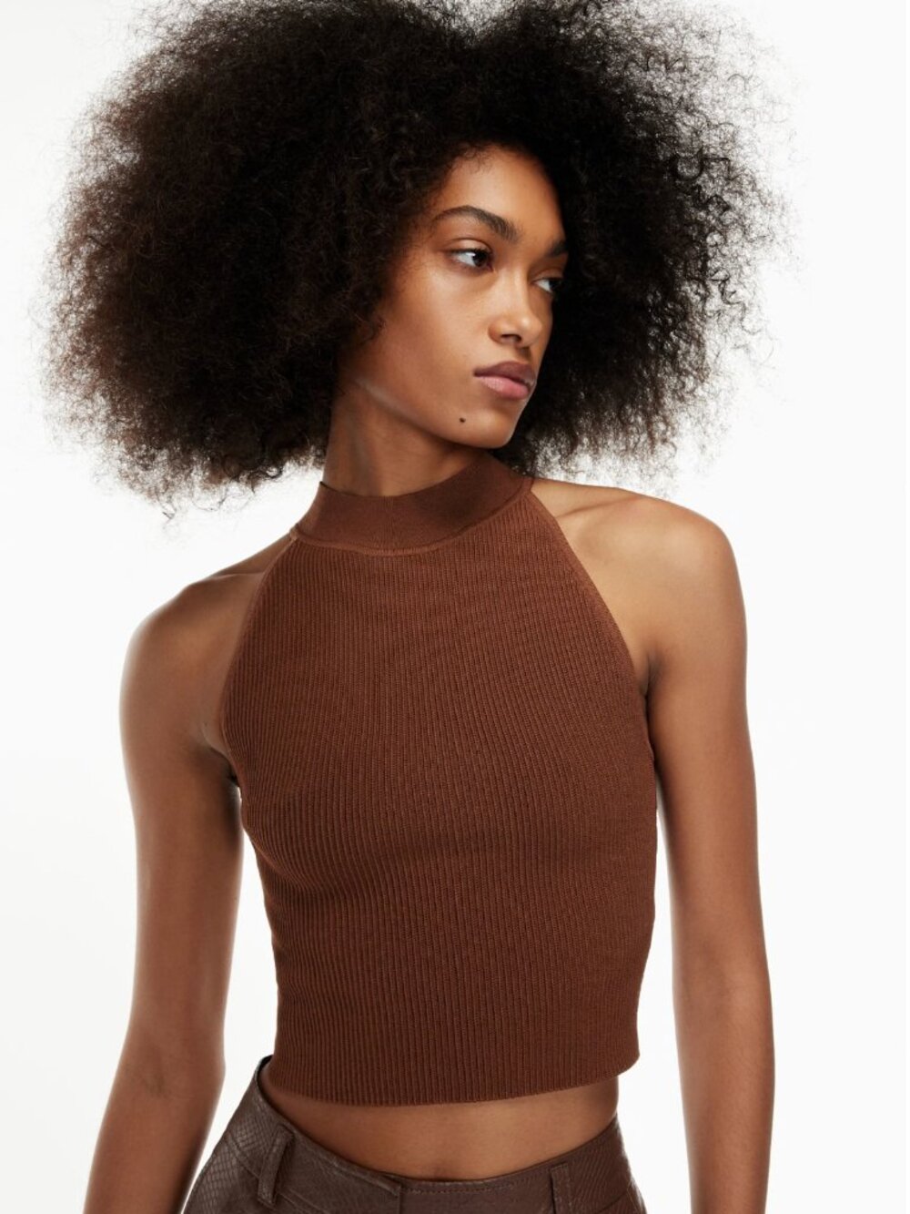 Sculpt Knit Mockneck Halter Top